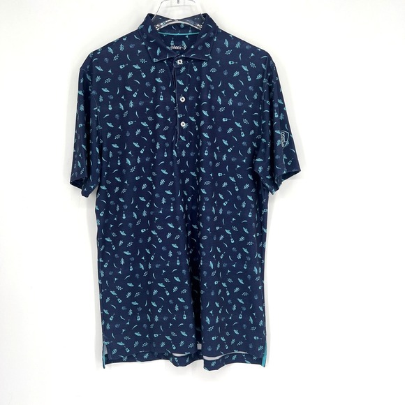 johnnie-O Other - Johnnie O Polo Mens M Tex‎ MEX Golf Skull Guitar Margarita Snake UPF 50